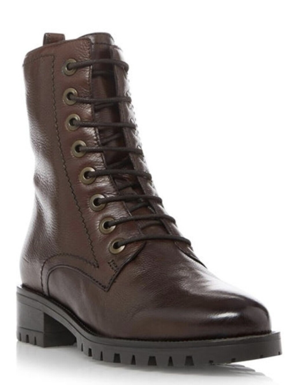 Dune Chocolate Brown Lace-up "Prestone" Boots with Subtle Lug-sole (Size EU 39)